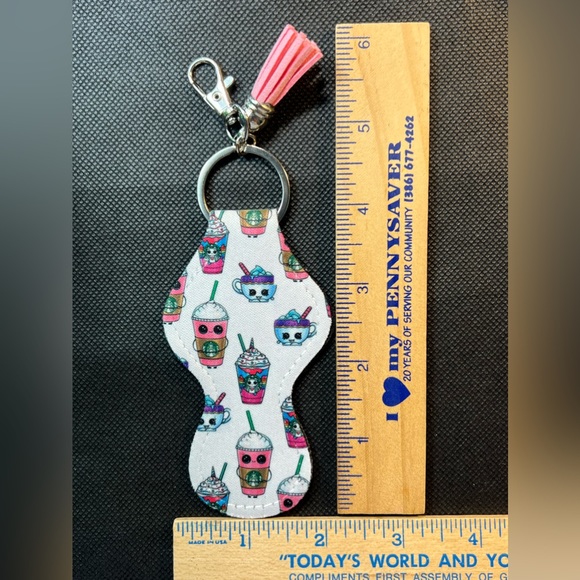 Coffee And Frappes Chapstick Lipstick Holder Keychain - Picture 3 of 3